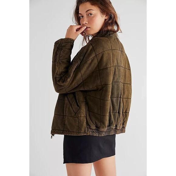 Free People Dolman Quilted Knit Jacket Top Oversized Zip-up Slouchy XS 283127 - Picture 4 of 12